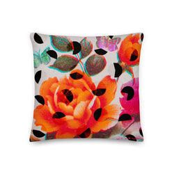 Roses, flowers, decorative cushion, throw pillow, interior design, office interior design, restaurant interior design, polka dots 
