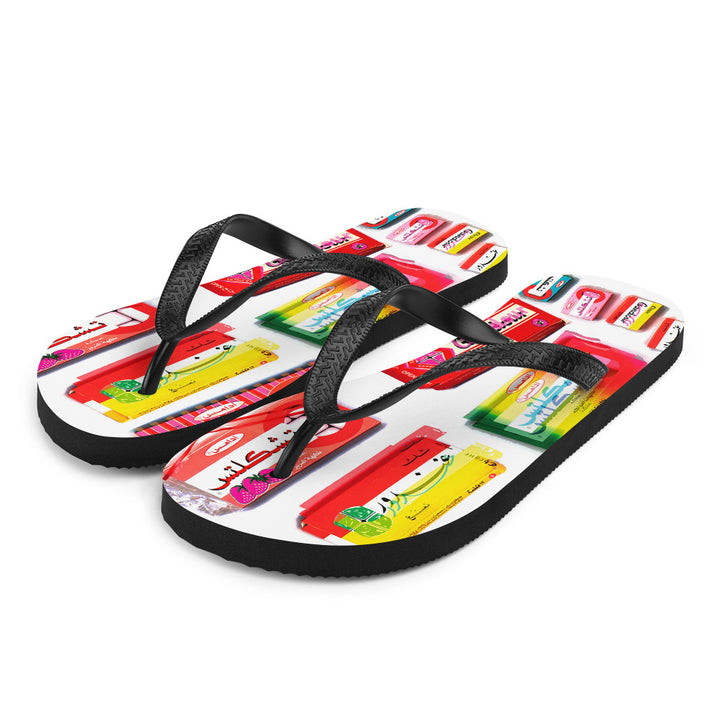 flip flops, Middle East, pop art, chiclets gum